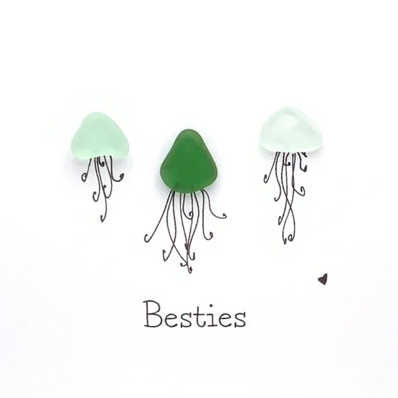 Sea Glass Art Sister Best Friend Present| Friendship Seaglass Jellyfish Gift - Picture 4 of 9